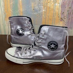 Converse All Star Chuck Taylor SLOUCHY Hi Metalic Silver Shoes 517474 Women’s 9